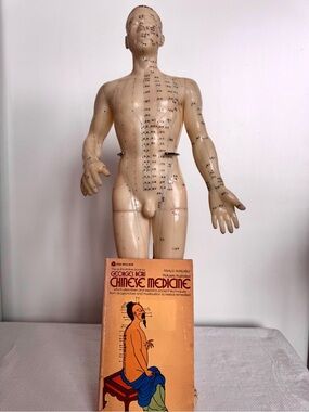 Vintage Acupuncture Model Nude Male Rubber Dummy w Vintage Avon Book